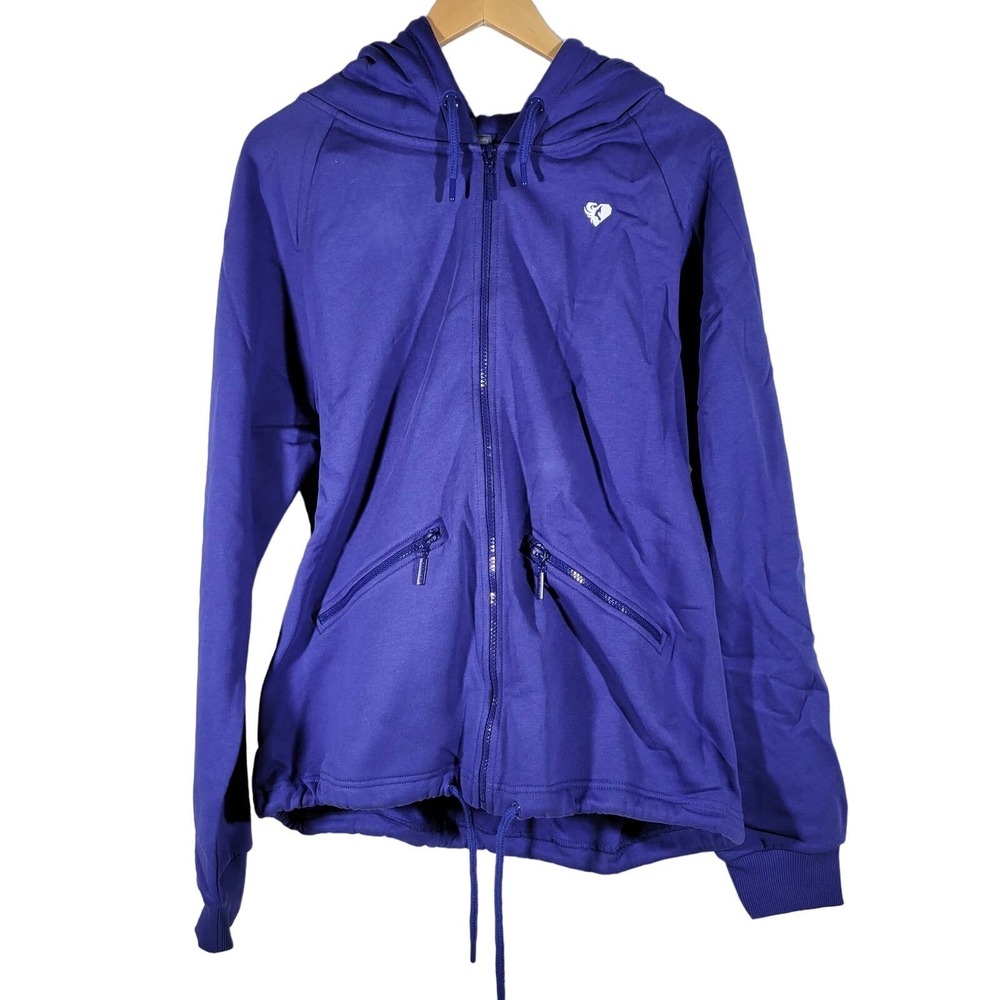 Women's Best‎ Royal Blue Cotton Full Zip Hoodie Jacket XL Power Zip NEW